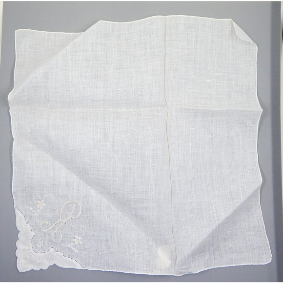 Desco Irish Linen Handkerchief Bridal Hanky Made in Madeira Monogram R Set of 2 - Picture 6 of 12